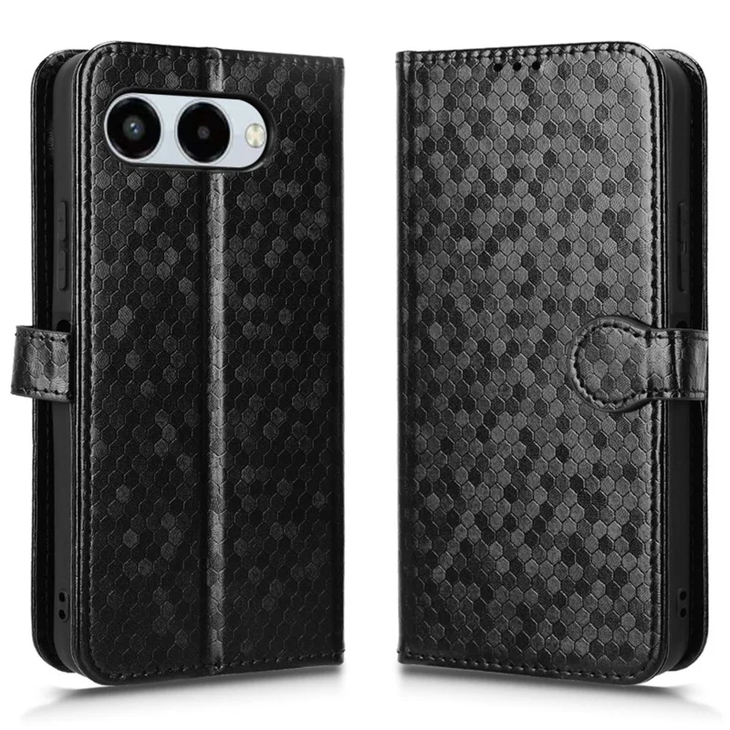For T-Mobile REVVL 8  /  T Phone 3 Wallet Case Dot Pattern Imprint PU Leather Phone Cover with Wrist Strap - Black