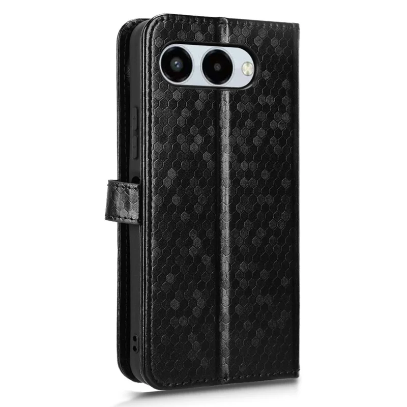 For T-Mobile REVVL 8  /  T Phone 3 Wallet Case Dot Pattern Imprint PU Leather Phone Cover with Wrist Strap - Black