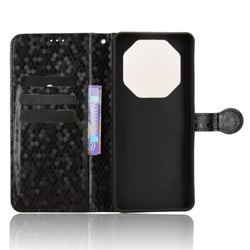 For Blackview Shark 6  /  Oscal Tiger 8 Wallet Case Dot Pattern Imprint PU Leather Phone Cover with Wrist Strap - Black