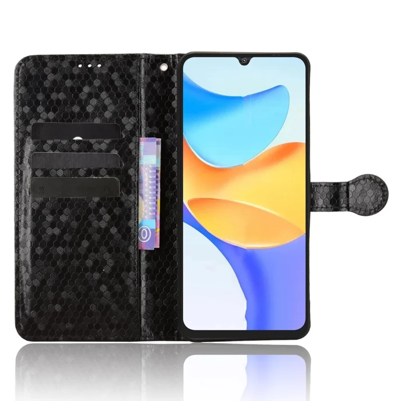 For Blackview Shark 6  /  Oscal Tiger 8 Wallet Case Dot Pattern Imprint PU Leather Phone Cover with Wrist Strap - Black