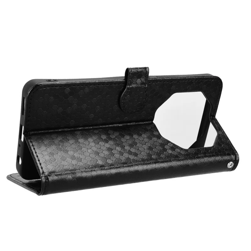 For Blackview Shark 6  /  Oscal Tiger 8 Wallet Case Dot Pattern Imprint PU Leather Phone Cover with Wrist Strap - Black