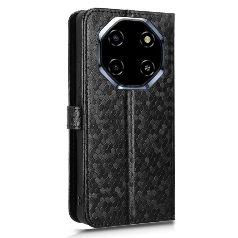 For Blackview Shark 6  /  Oscal Tiger 8 Wallet Case Dot Pattern Imprint PU Leather Phone Cover with Wrist Strap - Black
