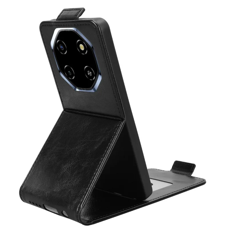 For Blackview Shark 6  /  Oscal Tiger 8 Stand Case Magnetic Clasp Vertical Flip Leather Phone Cover with Card Holder - Black