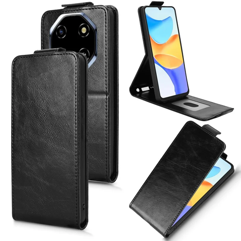 For Blackview Shark 6  /  Oscal Tiger 8 Stand Case Magnetic Clasp Vertical Flip Leather Phone Cover with Card Holder - Black