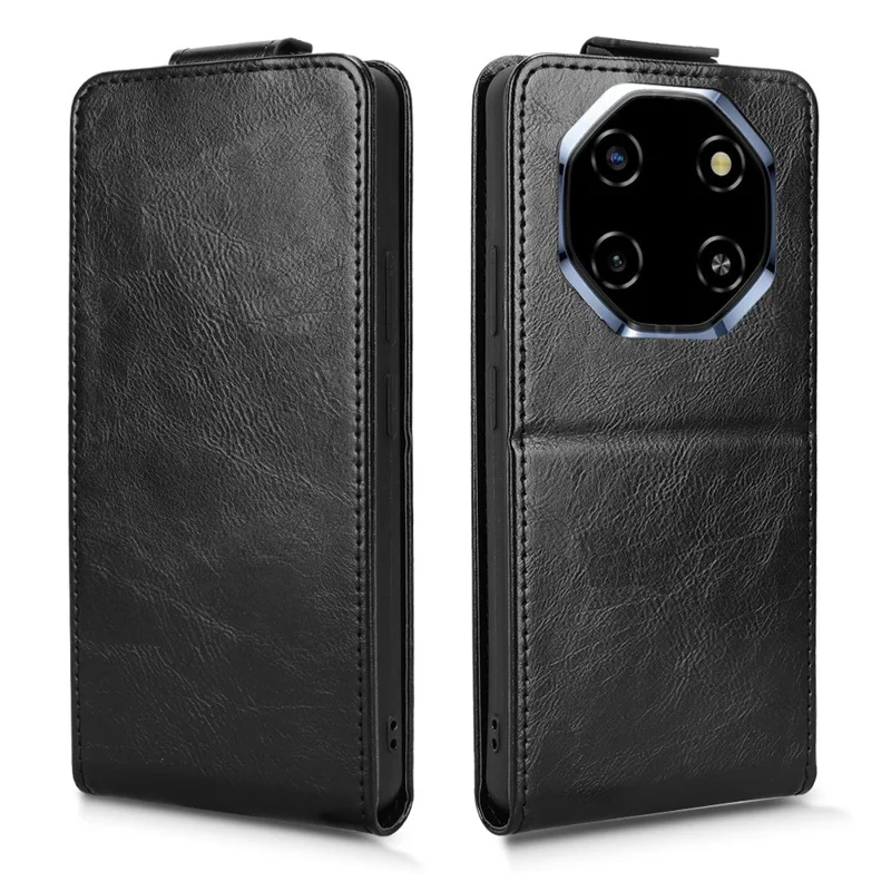 For Blackview Shark 6  /  Oscal Tiger 8 Stand Case Magnetic Clasp Vertical Flip Leather Phone Cover with Card Holder - Black