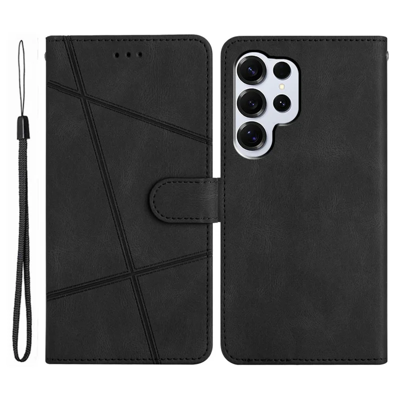 For Samsung Galaxy S26 Ultra Case Crazy Horse Texture PU Leather Wallet Stand Phone Cover - Black