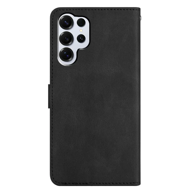 For Samsung Galaxy S26 Ultra Case Crazy Horse Texture PU Leather Wallet Stand Phone Cover - Black