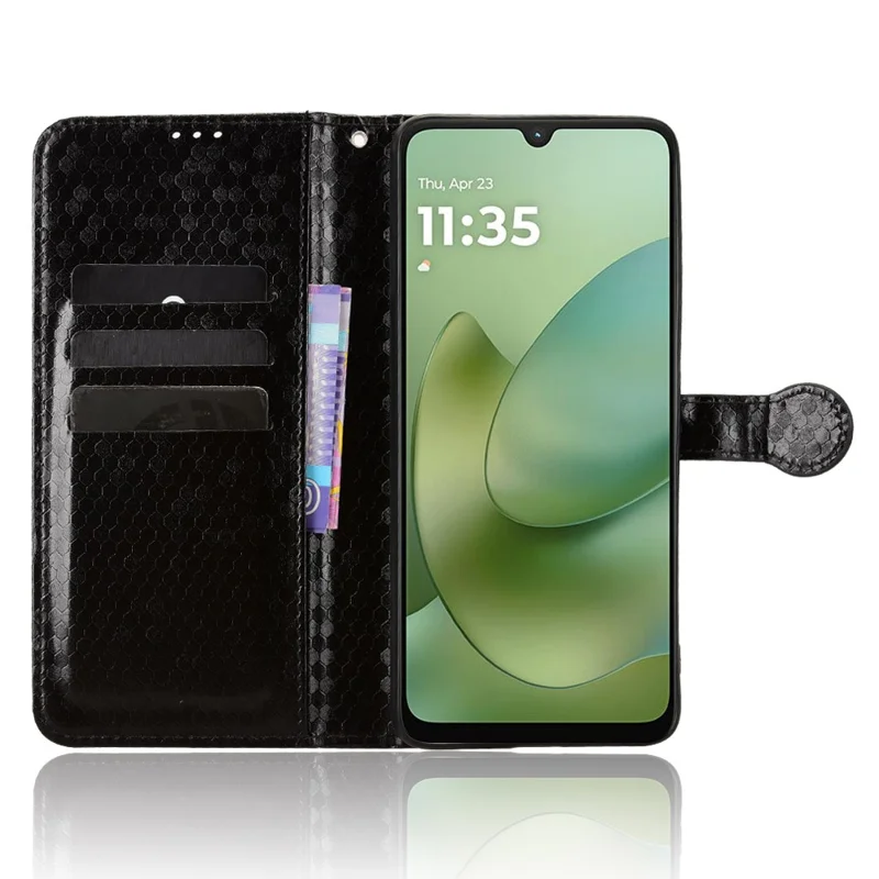 Til Motorola Moto G06 Power 4G / G06 4G Wallet-case med prikdesign, indvikling i PU-læder med håndledsrem - Sort