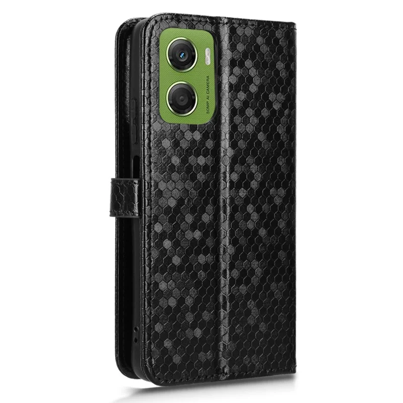 Til Motorola Moto G06 Power 4G / G06 4G Wallet-case med prikdesign, indvikling i PU-læder med håndledsrem - Sort
