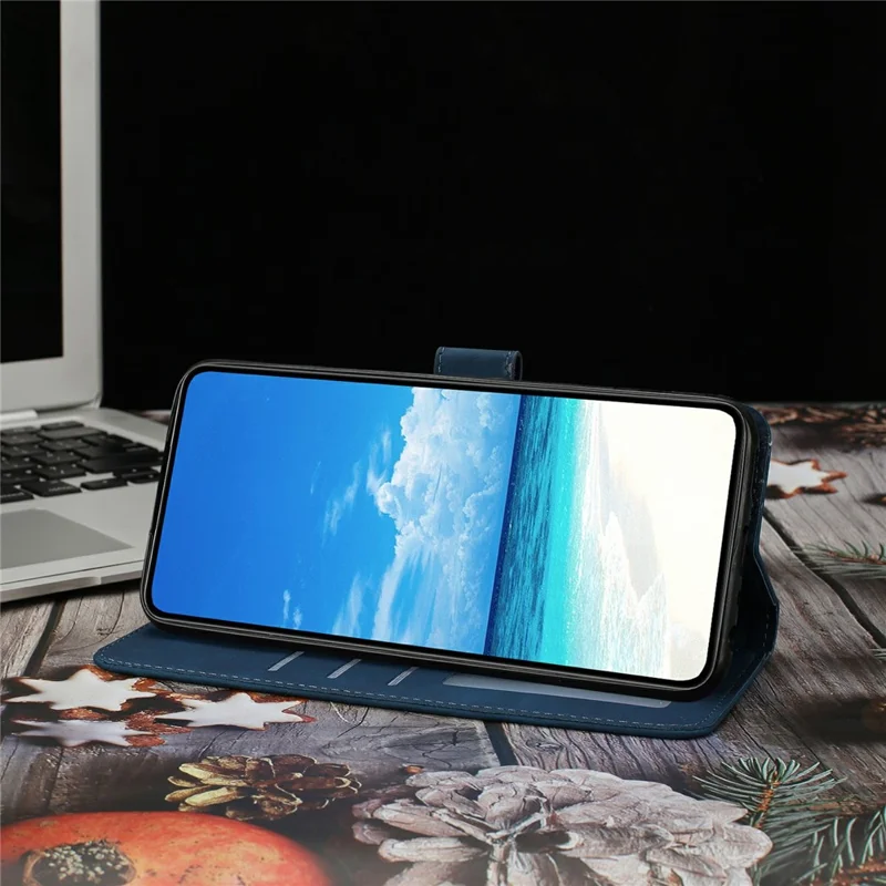 For Samsung Galaxy S26 Case Butterfly Flower Imprinted PU Leather Wallet Stand Phone Cover - Blue