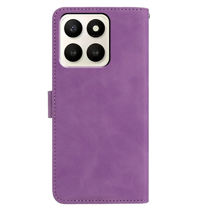 For Honor X7d 5G Case Butterfly Flower Imprinted PU Leather Wallet Stand Phone Cover - Purple