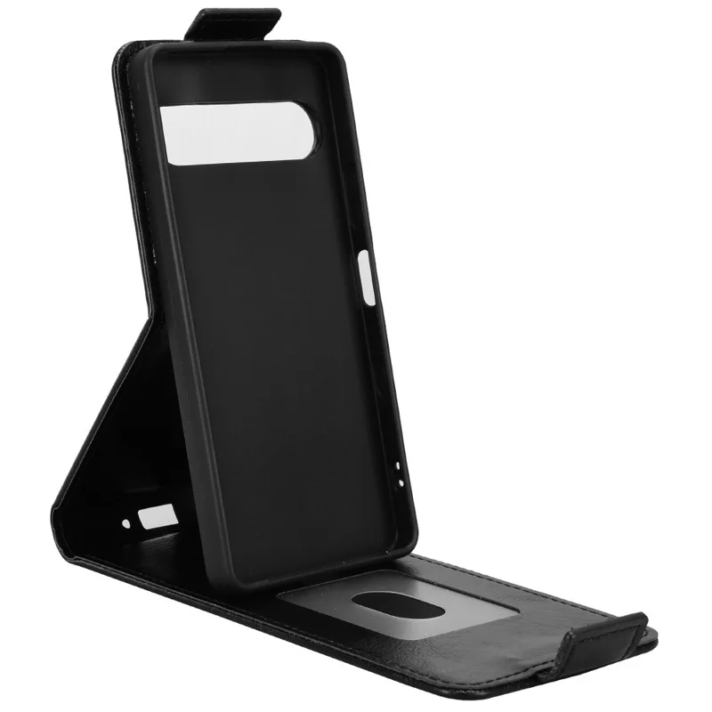 For Sony Xperia 10 VII Stand Case Magnetic Clasp Vertical Flip Leather Phone Cover with Card Holder - Black