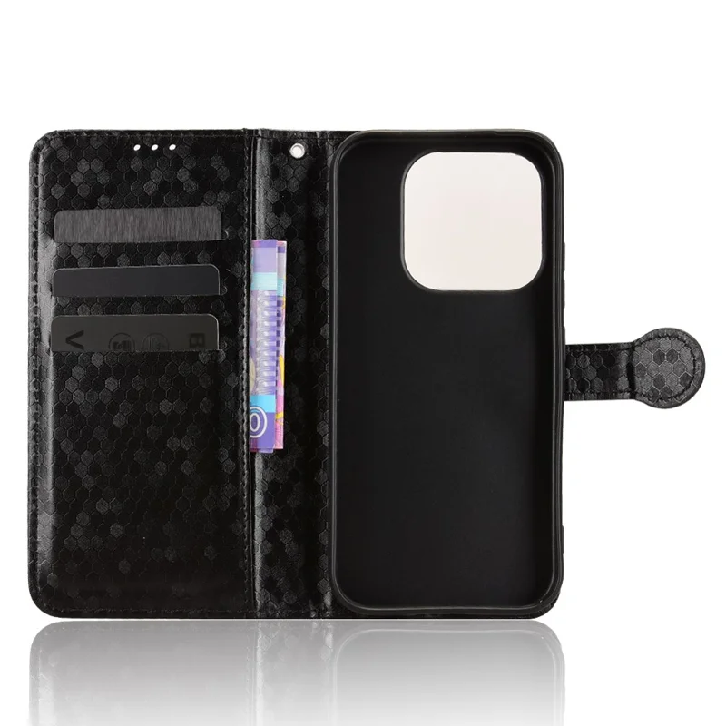 Portemonnee hoesje met stippenpatroon voor Xiaomi 17, van PU leer met polsbandje - Zwart