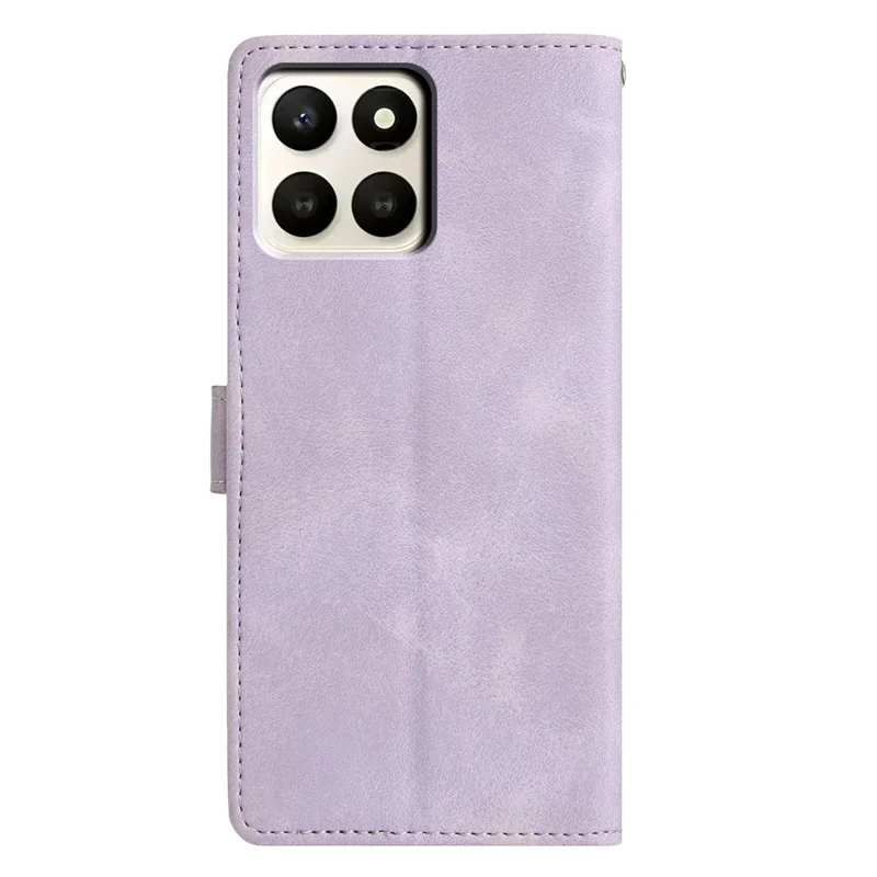 For Honor X7d 5G Case Wallet Stand Imprinted Triangle Pattern Leather Phone Flip Cover - Purple