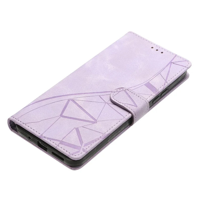 For Xiaomi Poco M8 5G / Redmi Note 15 5G (Global) Case Wallet Stand Imprinted Triangle Pattern Leather Phone Flip Cover - Purple