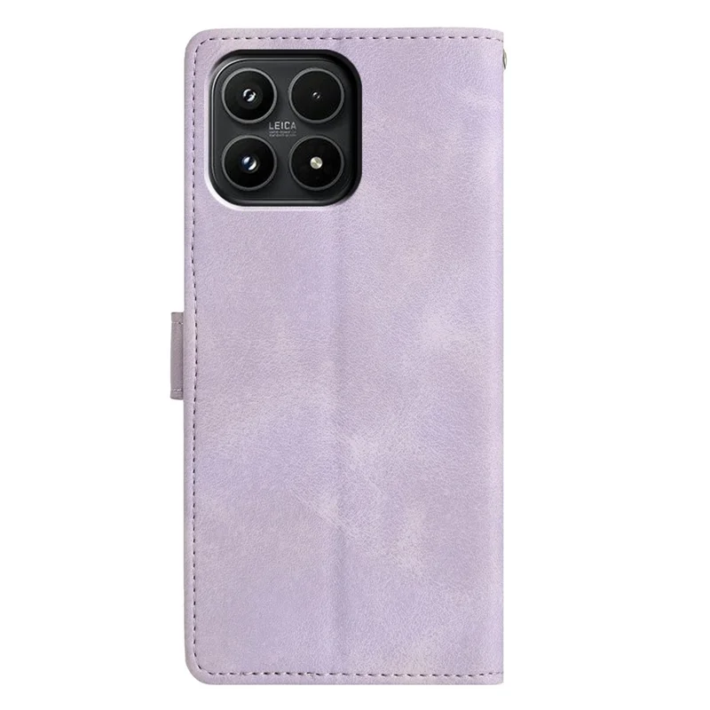 For Xiaomi 17 Case Wallet Stand Imprinted Triangle Pattern Leather Phone Flip Cover - Purple