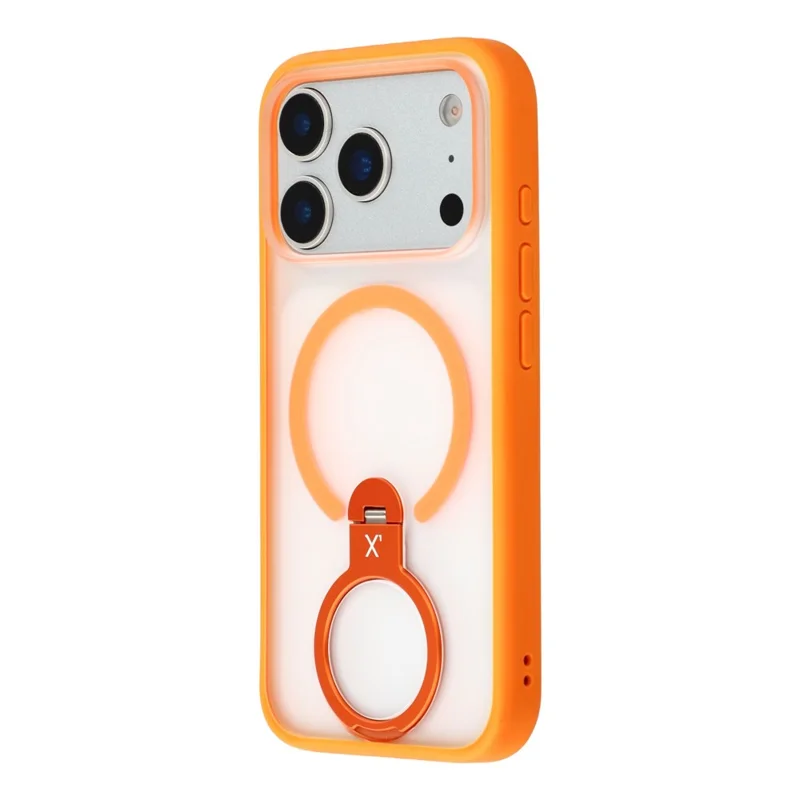 X-LEVEL For iPhone 17 Pro Magnetic Case Rotating Kickstand Anti Drop TPU + PC Matte Phone Back Cover - Orange