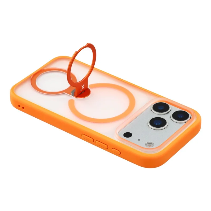 X-LEVEL For iPhone 17 Pro Magnetic Case Rotating Kickstand Anti Drop TPU + PC Matte Phone Back Cover - Orange