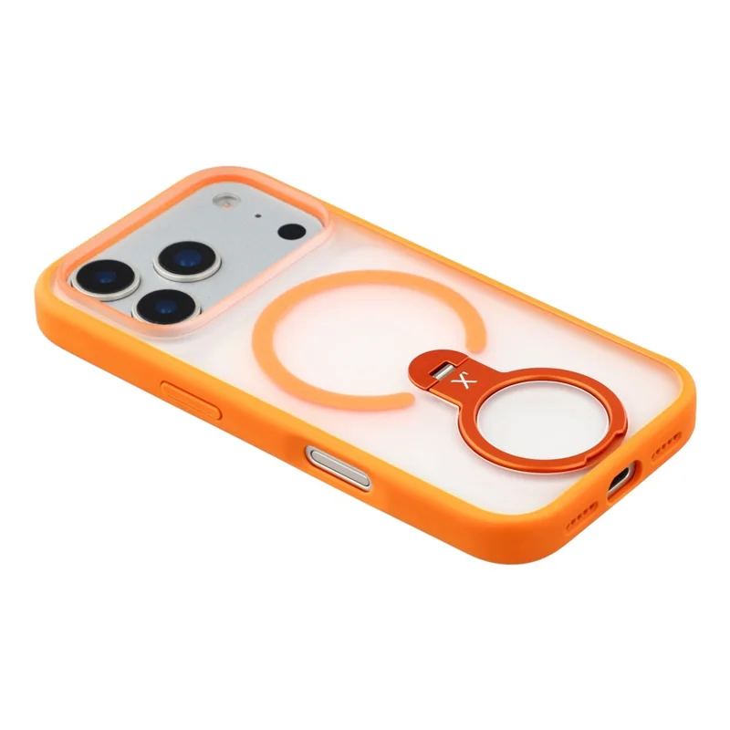 X-LEVEL For iPhone 17 Pro Magnetic Case Rotating Kickstand Anti Drop TPU + PC Matte Phone Back Cover - Orange