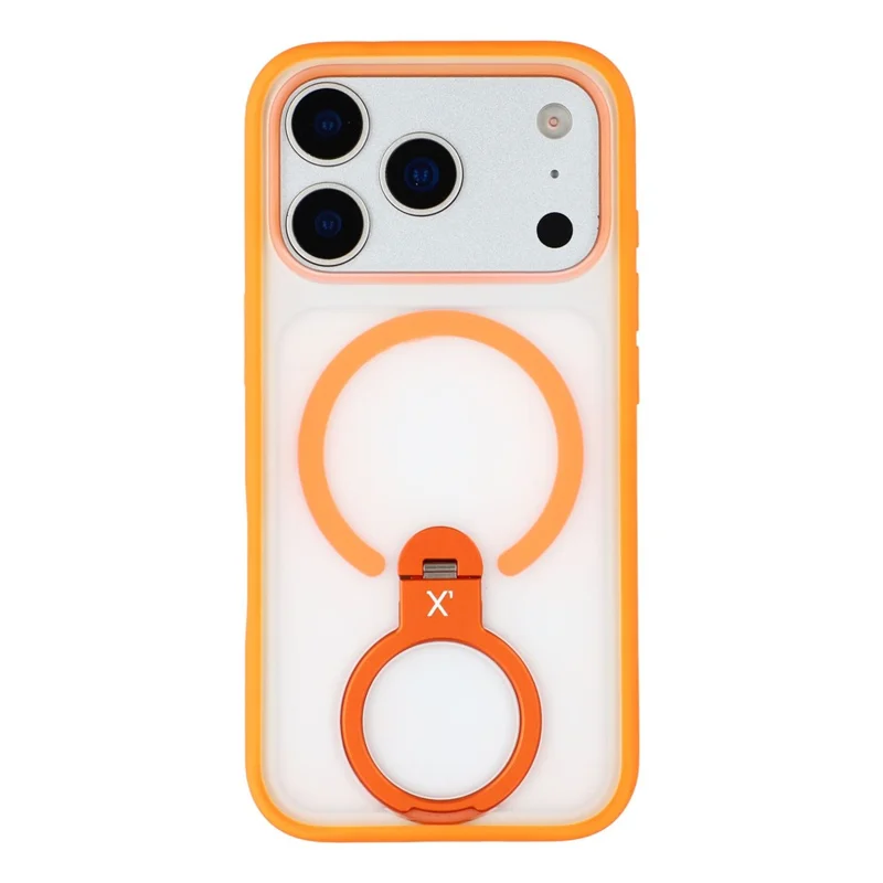 X-LEVEL For iPhone 17 Pro Max Magnetic Case Rotating Kickstand Anti Drop TPU + PC Matte Phone Back Cover - Orange