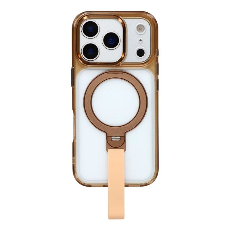 JAUCASE voor iPhone 17 Pro Max hoesje draaibare standaard polsband stootvaste TPU + PC telefoon achterkant - transparant goud