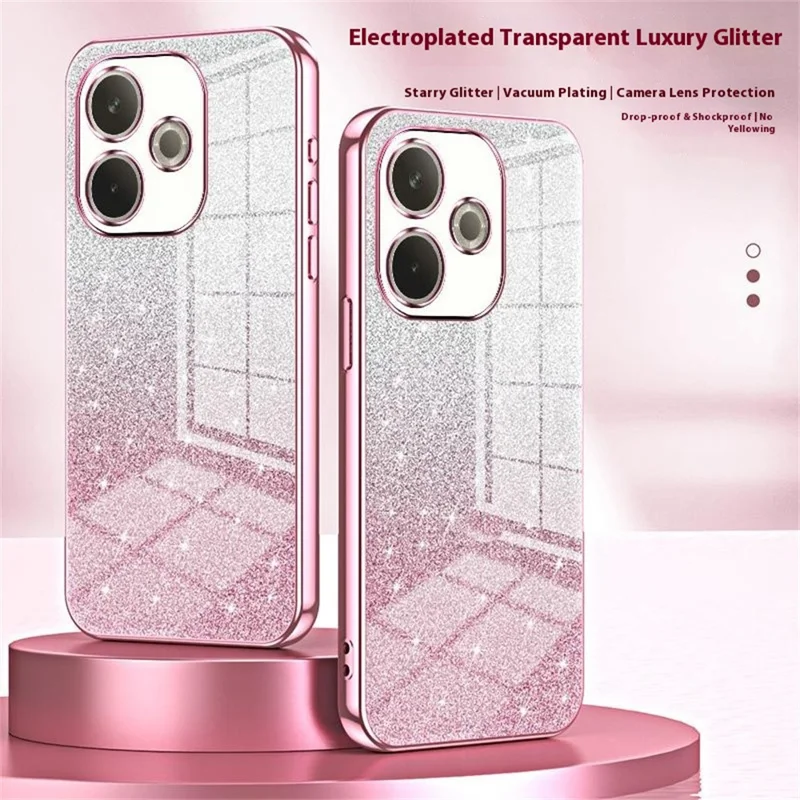 غطاء هاتف لـ Oppo A5 Pro 4G (عالمي) / A5 Pro 5G (عالمي) / A5 Energy 5G (الصين) مطلي بتصميم متدرج لامع من مادة TPU - وردي