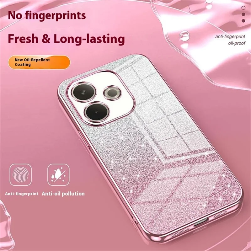 غطاء هاتف لـ Oppo A5 Pro 4G (عالمي) / A5 Pro 5G (عالمي) / A5 Energy 5G (الصين) مطلي بتصميم متدرج لامع من مادة TPU - وردي