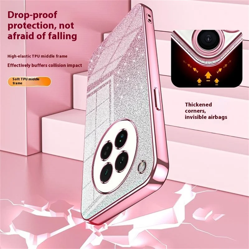 For Oppo Find X8s 5G Case Electroplating Gradient Glitter TPU Phone Cover - Pink