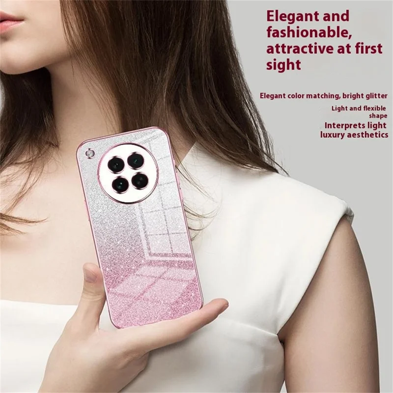 For Oppo Find X8s 5G Case Electroplating Gradient Glitter TPU Phone Cover - Pink