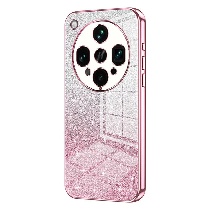 For Oppo Find X8 Ultra 5G Case Electroplating Gradient Glitter TPU Phone Cover - Pink