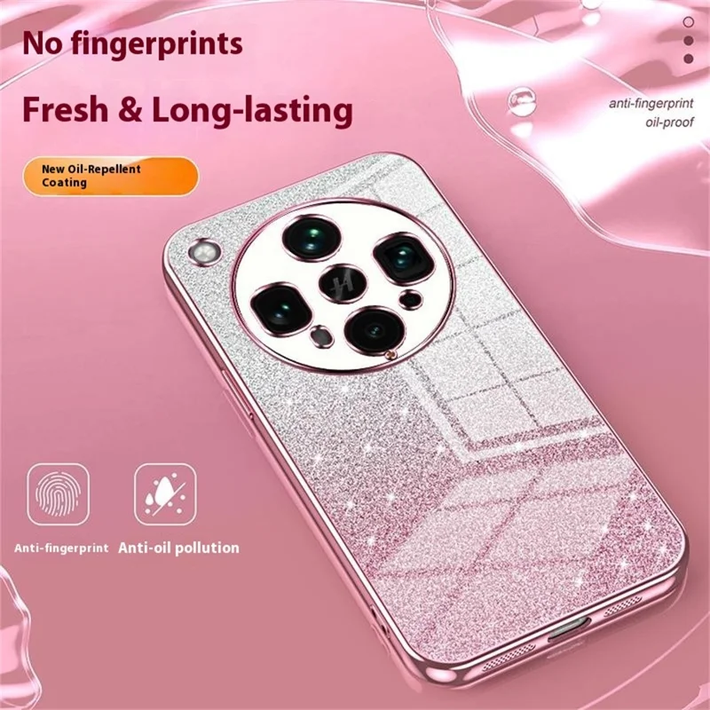 For Oppo Find X8 Ultra 5G Case Electroplating Gradient Glitter TPU Phone Cover - Pink