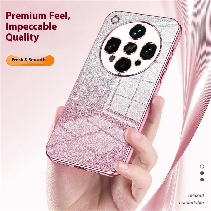 For Oppo Find X8 Ultra 5G Case Electroplating Gradient Glitter TPU Phone Cover - Pink