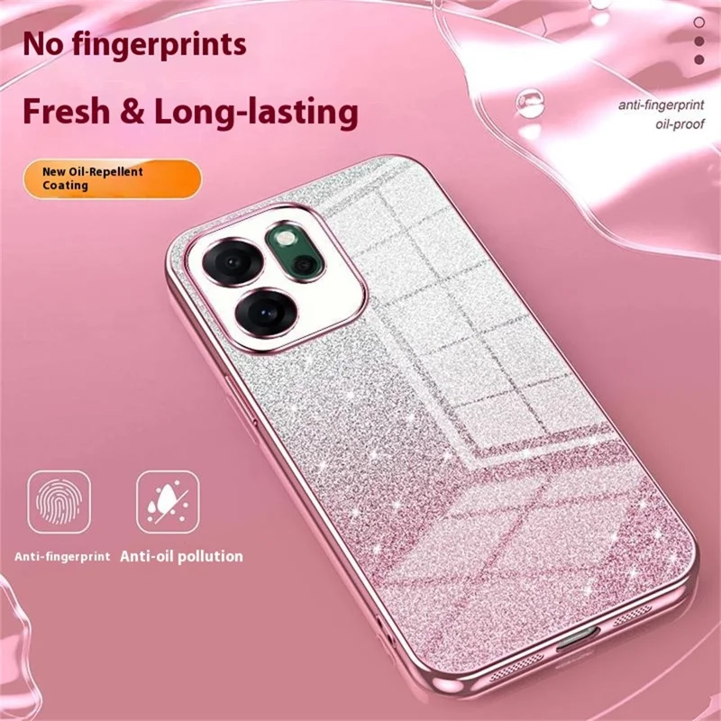 For Oppo Reno14 F 5G Case Electroplating Gradient Glitter TPU Phone Cover - Pink