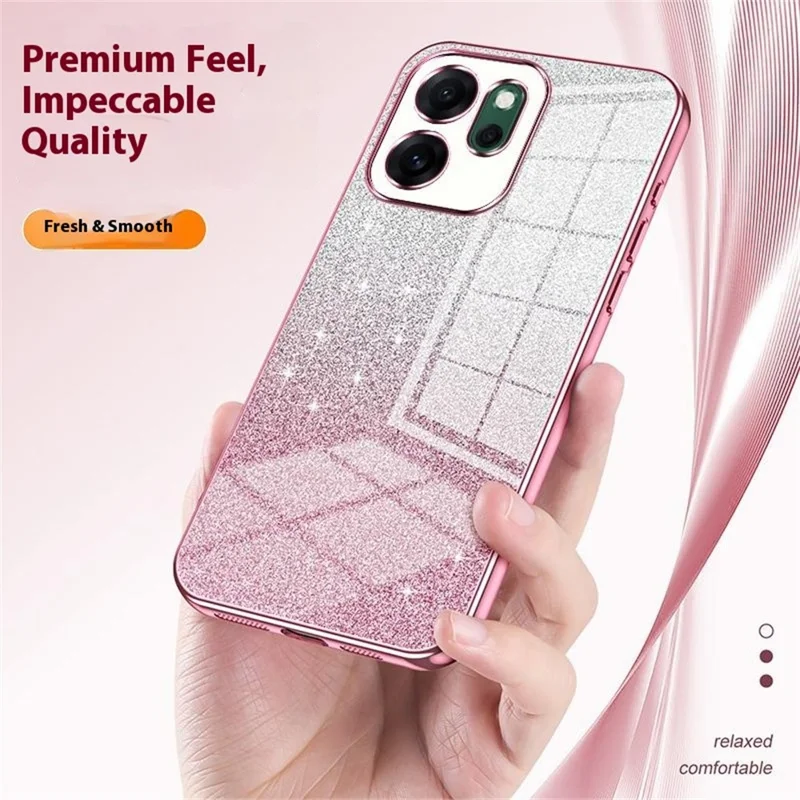 For Oppo Reno14 F 5G Case Electroplating Gradient Glitter TPU Phone Cover - Pink
