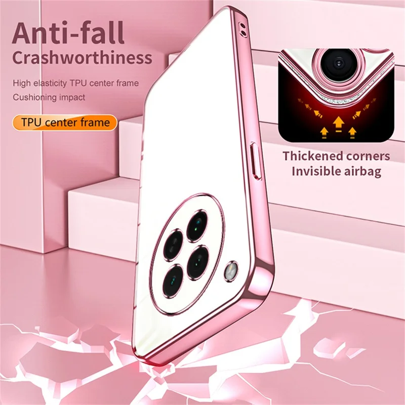 For Oppo Find X8s 5G Case Electroplating Frame Soft TPU Phone Cover - Pink