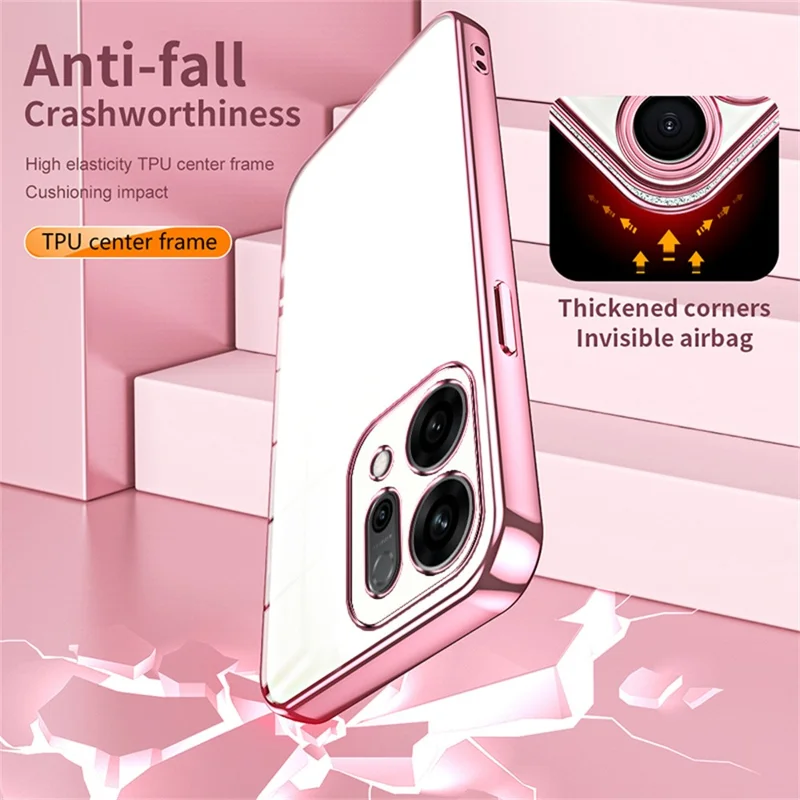 For Oppo Reno14 5G (Global) Case Electroplating Frame Soft TPU Phone Cover - Pink