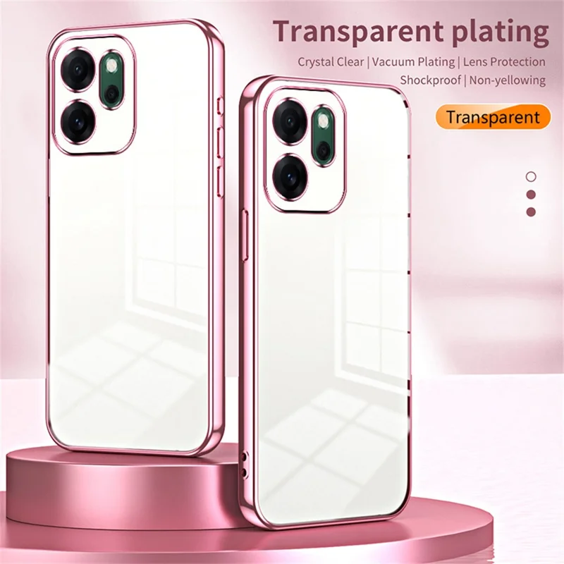 For Oppo Reno14 F 5G Case Electroplating Frame Soft TPU Phone Cover - Pink