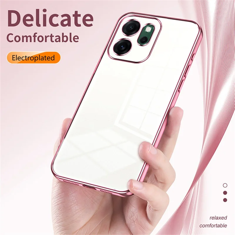 For Oppo Reno14 F 5G Case Electroplating Frame Soft TPU Phone Cover - Pink