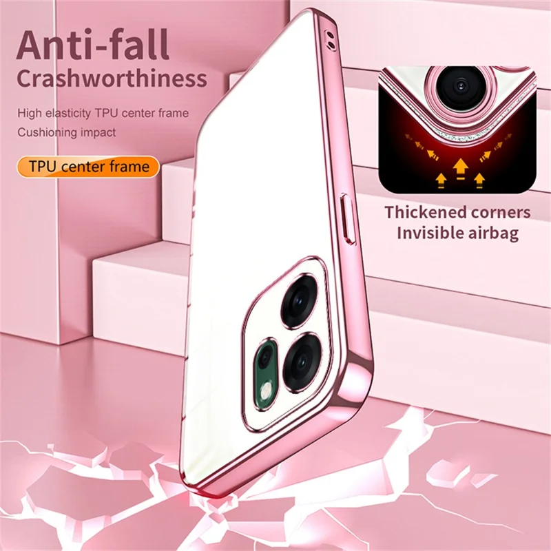 For Oppo Reno14 F 5G Case Electroplating Frame Soft TPU Phone Cover - Pink