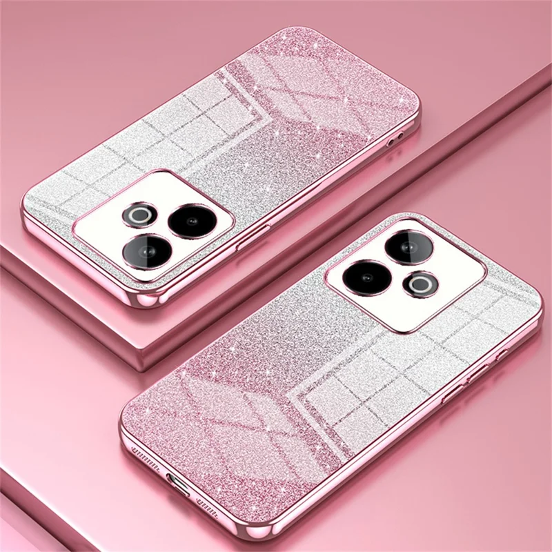 For Realme GT 7 5G Case Electroplating Gradient Glitter TPU Phone Cover - Pink