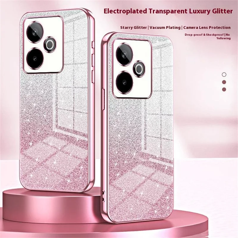 For Realme GT 7 5G Case Electroplating Gradient Glitter TPU Phone Cover - Pink