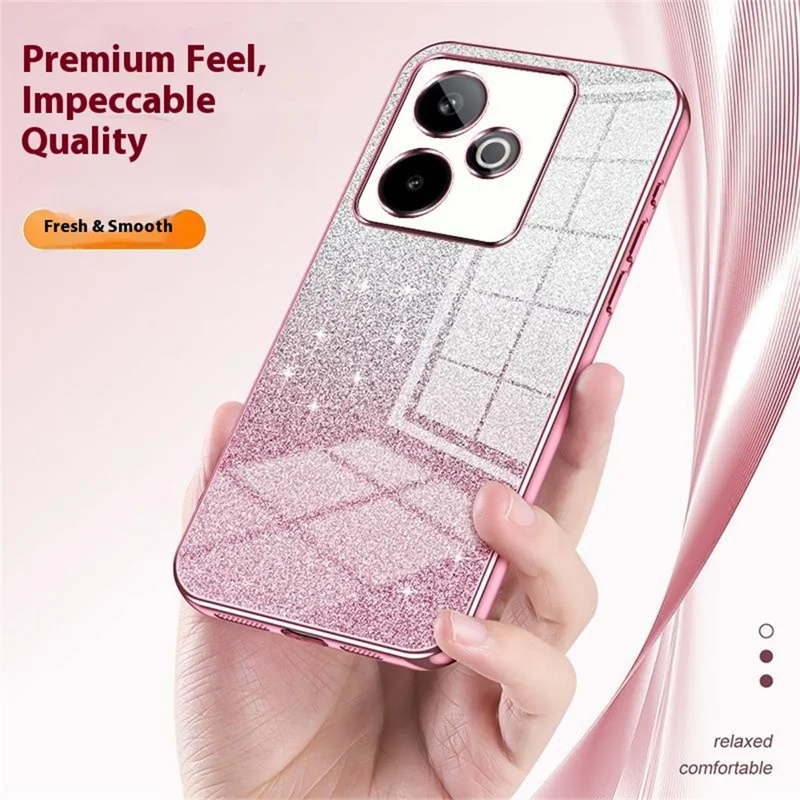 For Realme GT 7 5G Case Electroplating Gradient Glitter TPU Phone Cover - Pink