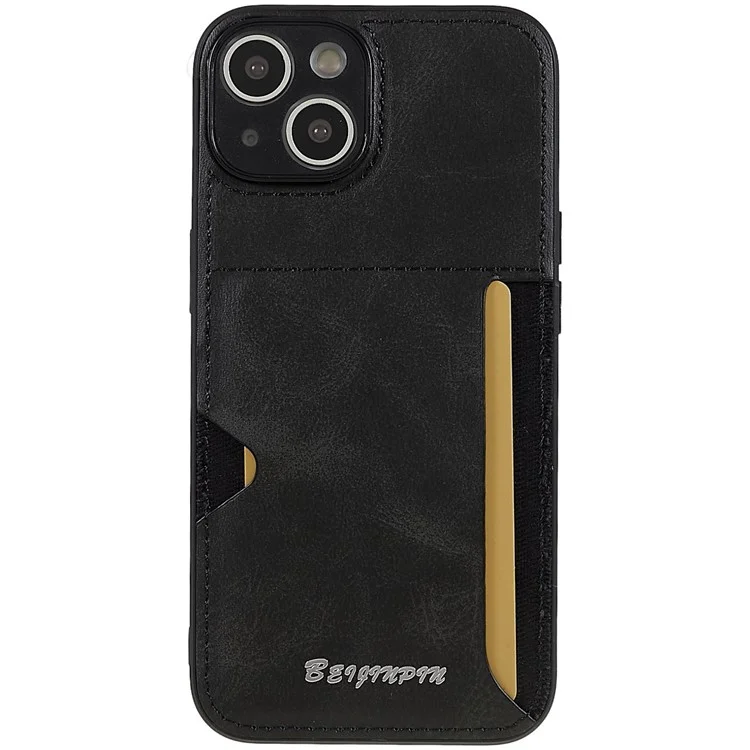 Per Iphone 14 Plus Case di Telefono Slot di Scheda Anti-scratch Case PU Peth+tpu+pc Coperchio Processo Precisso - Grigio