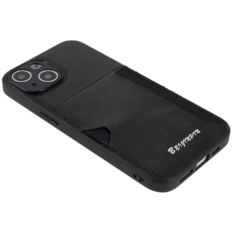 Per Iphone 14 Plus Case di Telefono Slot di Scheda Anti-scratch Case PU Peth+tpu+pc Coperchio Processo Precisso - Grigio