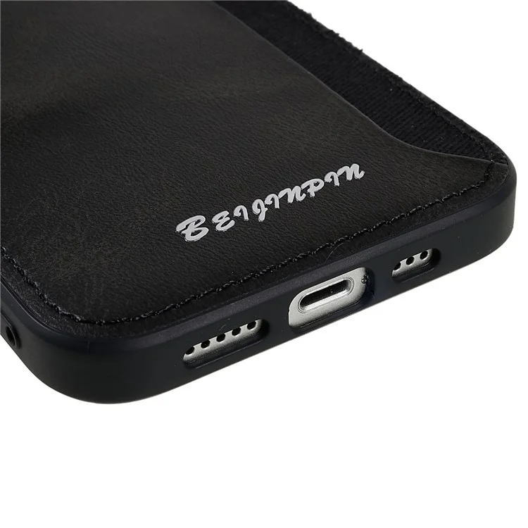 Per Iphone 14 Plus Case di Telefono Slot di Scheda Anti-scratch Case PU Peth+tpu+pc Coperchio Processo Precisso - Grigio