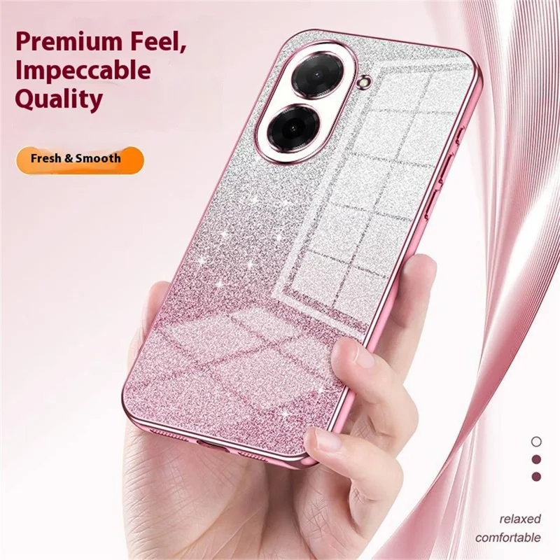 غطاء لهاتف Xiaomi Redmi A5 4G (171.7 مم) / Poco C71 4G مطلي كهربائيًا بلون متدرج لامع من مادة TPU - وردي