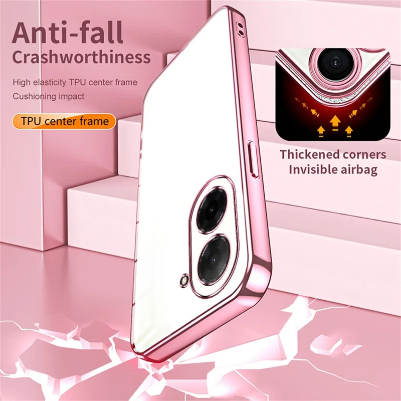 For Xiaomi Redmi A5 4G (171.7mm) / Poco C71 4G Case Electroplating Frame Soft TPU Phone Cover - Pink