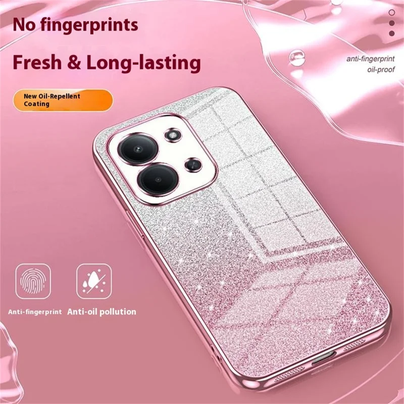 For Xiaomi Redmi 15C 4G (Global) (171mm) / Poco C85 4G (171mm) Case Electroplating Gradient Glitter TPU Phone Cover - Pink