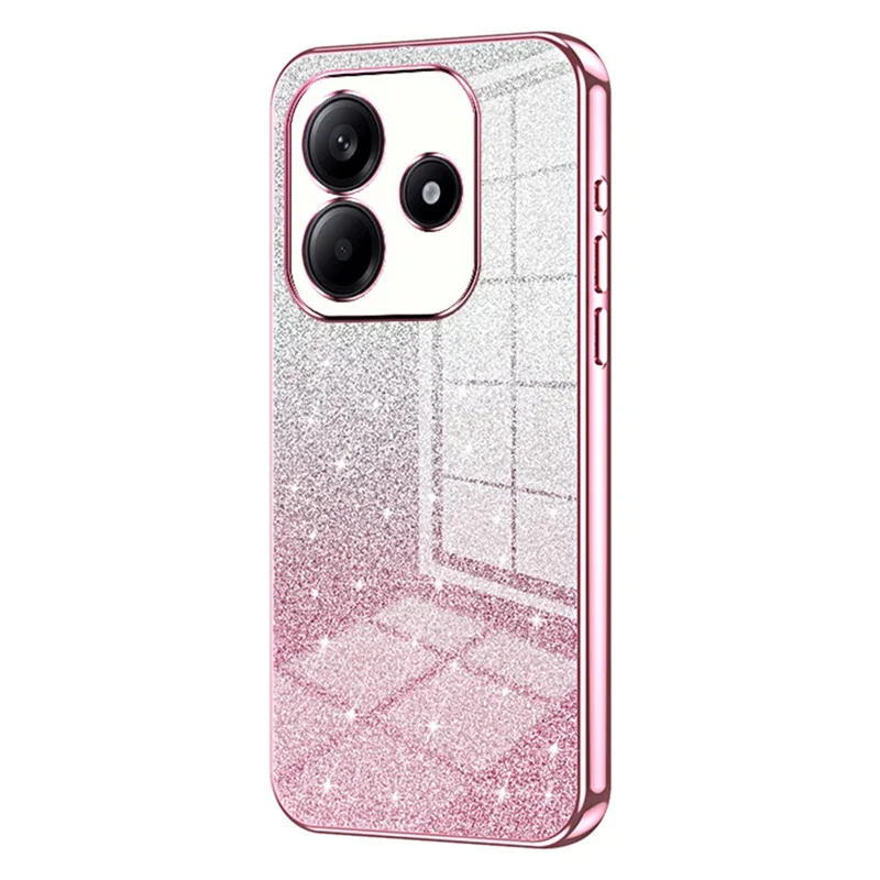 For Xiaomi Redmi Note 14 4G (163.25mm) Case Electroplating Gradient Glitter TPU Phone Cover - Pink