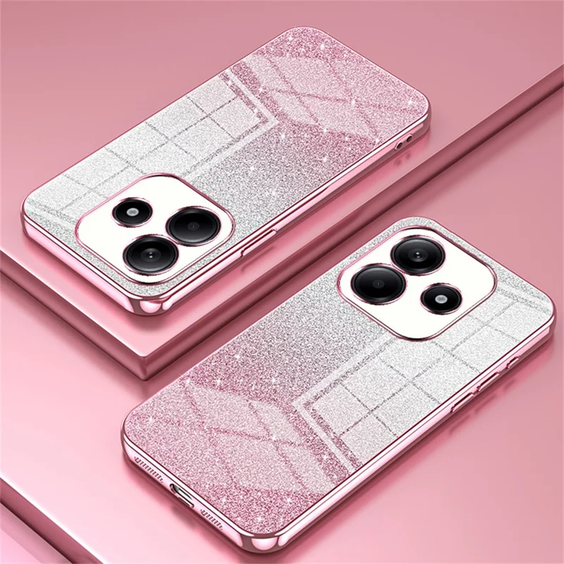 For Xiaomi Redmi Note 14 4G (163.25mm) Case Electroplating Gradient Glitter TPU Phone Cover - Pink